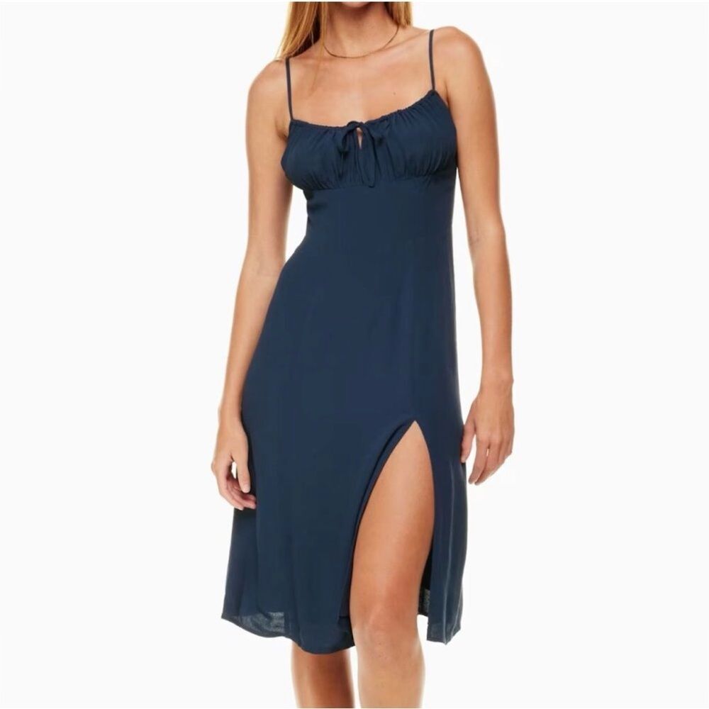 Aritzia Sunday Best Navy Delilah Midi Dress